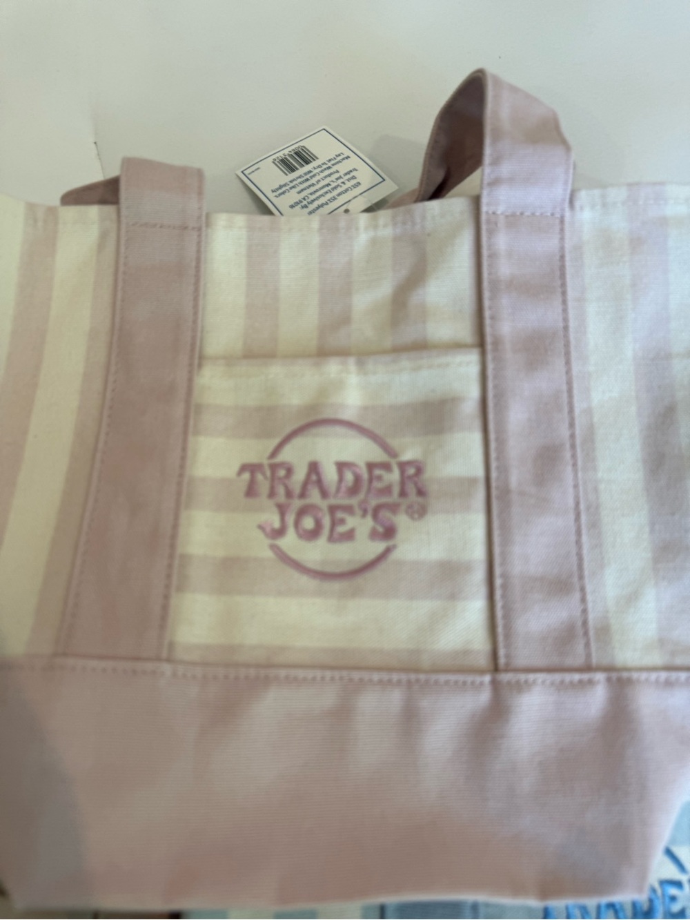 Trader Joe's Pink Stripe Mini Tote Bag